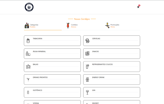 Aplicativo móvel da BarbosEira Bebidas, exibindo a tela de compra de bebidas online