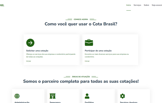 Screenshot do projeto software de gestão para Cota Brasil Serviços